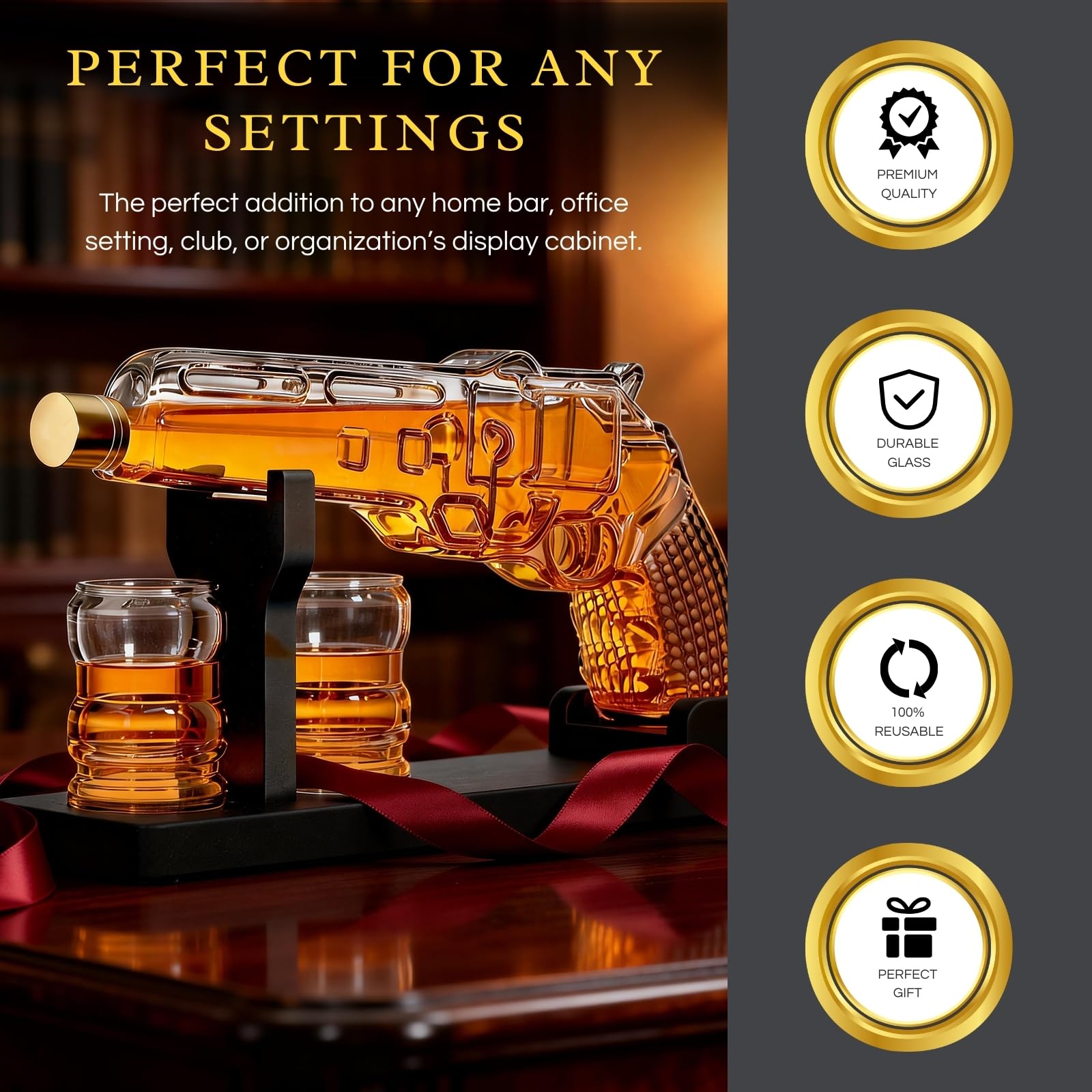 Amazon.com | Gifts for Men Dad, 9 Oz Whiskey Gun Decanter Set